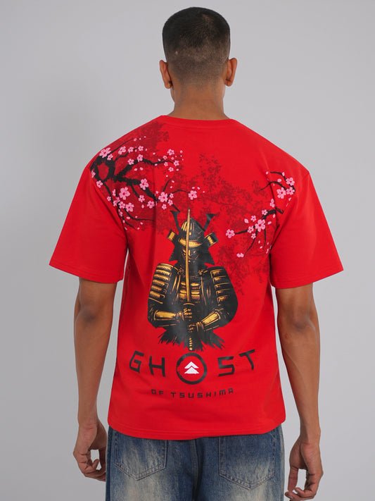 Ghost of Tsushima Oversized Tee (Red) - Tactlifestyle