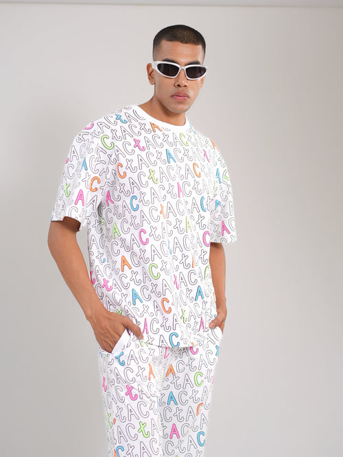 All-Over Signature Oversized Tee - Tactlifestyle 