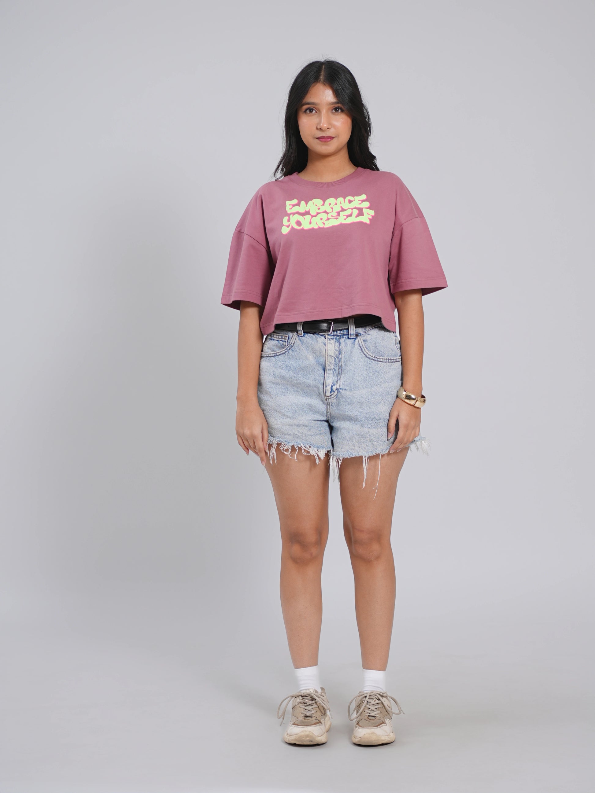 Embrace yourself Oversized Cropped Tee - Tactlifestyle 