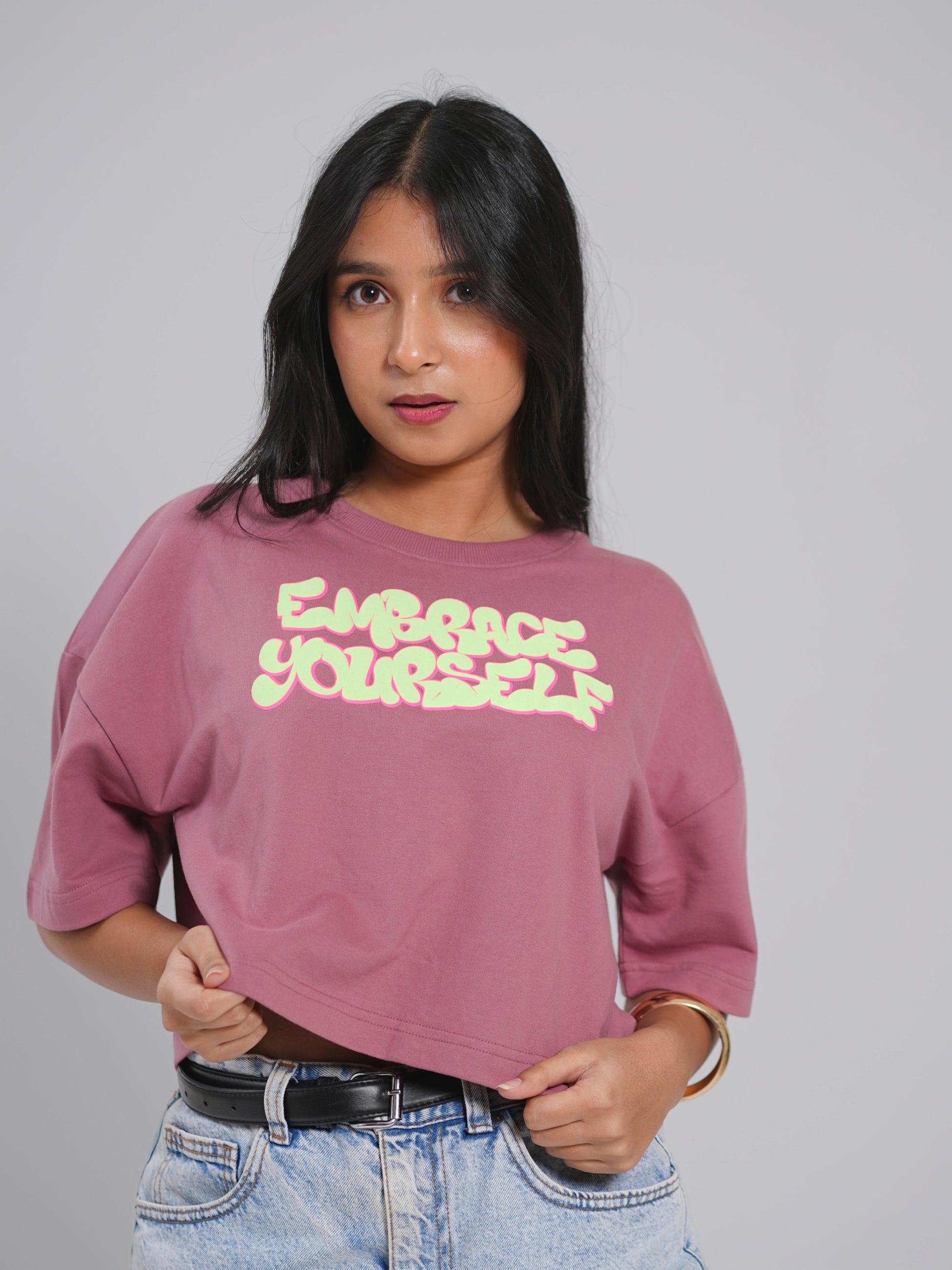 Embrace yourself Oversized Cropped Tee - Tactlifestyle 