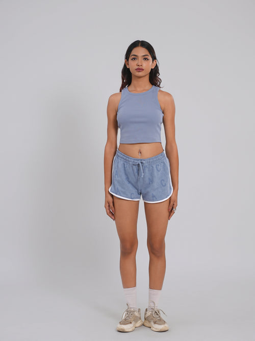 Ribbed Crop Top – Shadow Blue - Tactlifestyle 