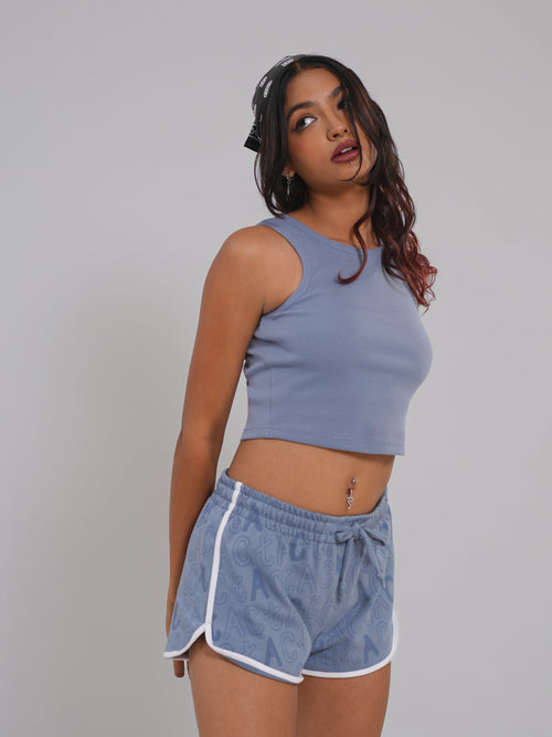Ribbed Crop Top – Shadow Blue - Tactlifestyle 
