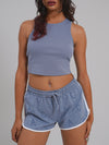 Ribbed Crop Top – Shadow Blue - Tactlifestyle 